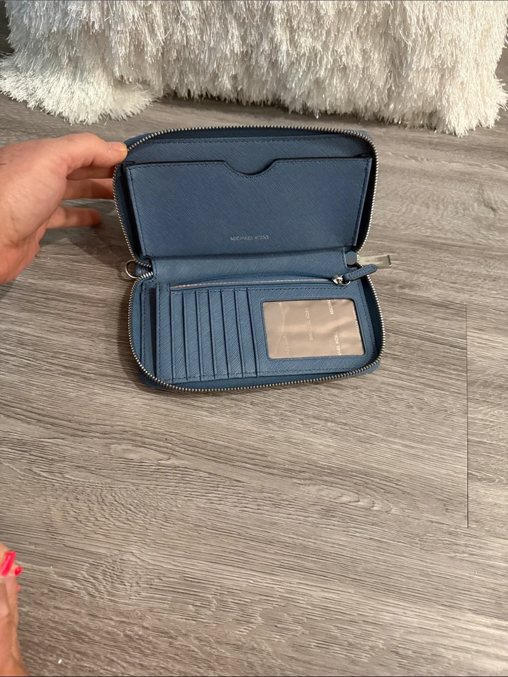 Michael Kors Blue Leather Shoulder Tote with Wallet